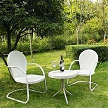 MODERN MARKETING Crosley Furniture Griffith 3 Pc. Metal Outdoor Conversation Seating Set-Two Chairs in White Finish MO335256